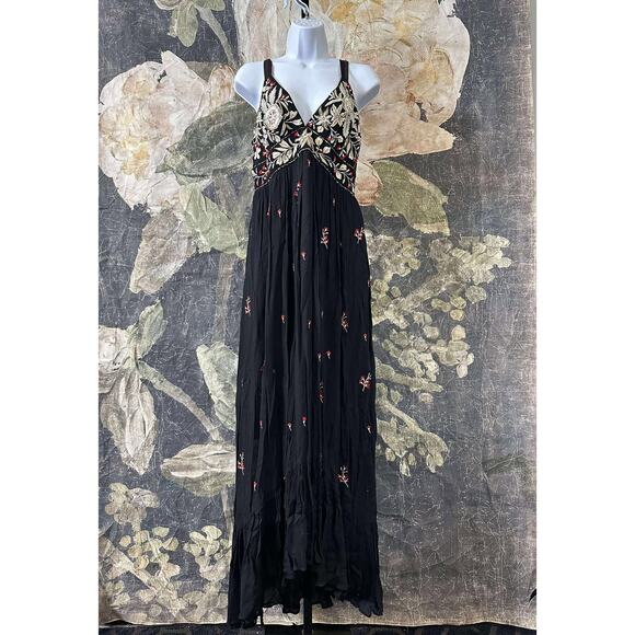 Anthropologie Black Maxi Dress with Colorful Embroidery - Picture 8 of 9